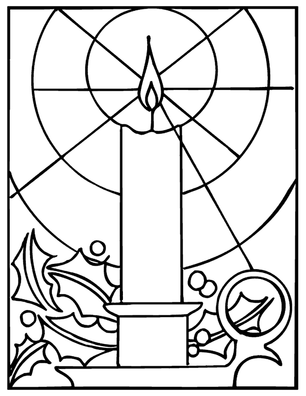 Stained Glass Candle Coloring Page