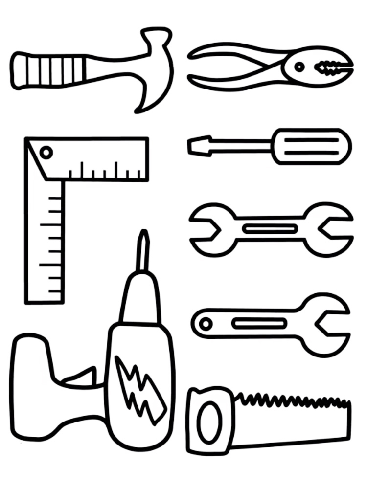 30 coloring pages of Tools