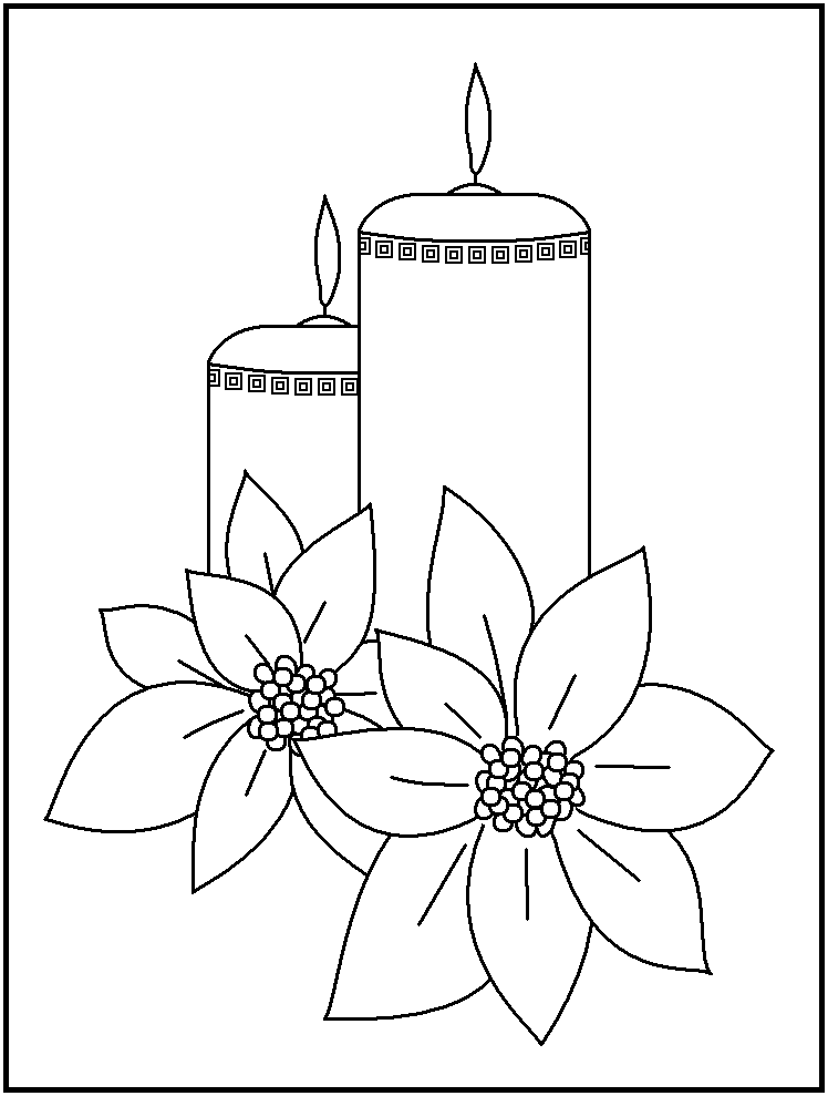 Two Christmas Candles Coloring Page