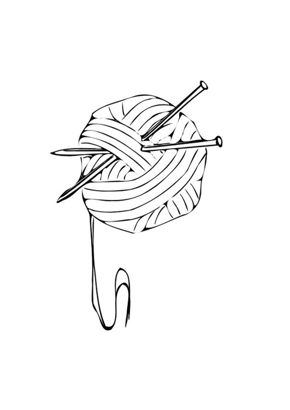 Yarn Ball With Knitting Needles Coloring Page