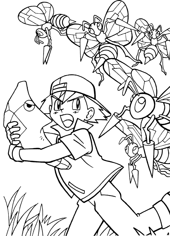 Ash Ketchum Beedrill Coloring Page