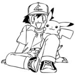 Ash Ketchum With Pikachu Coloring Page