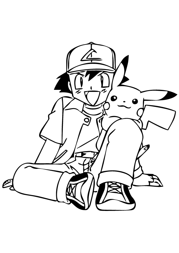 Ash And Pikachu Coloring Page