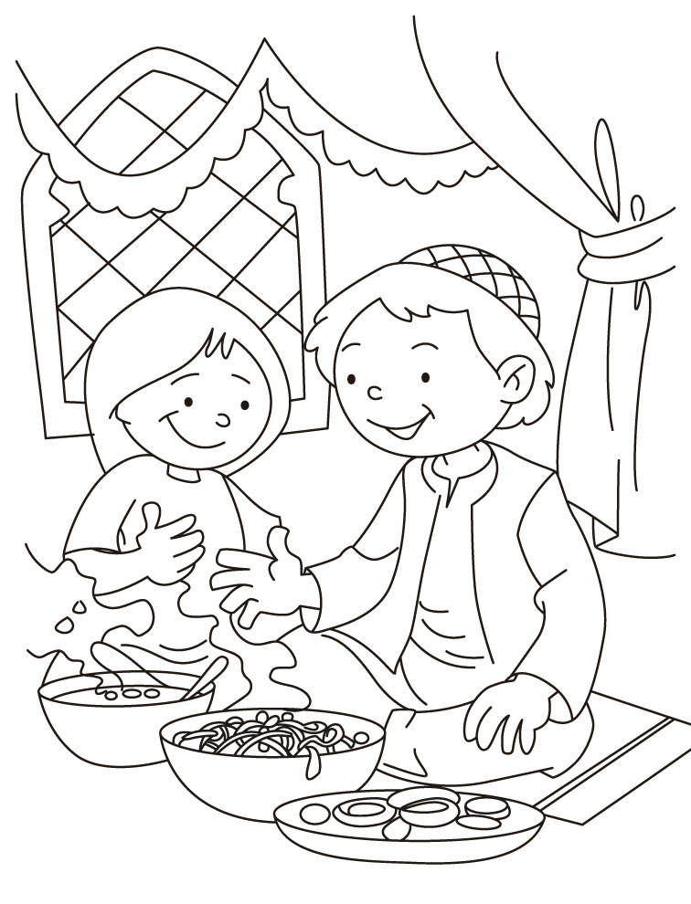 Celebrating Eid Al Fitr Coloring Page