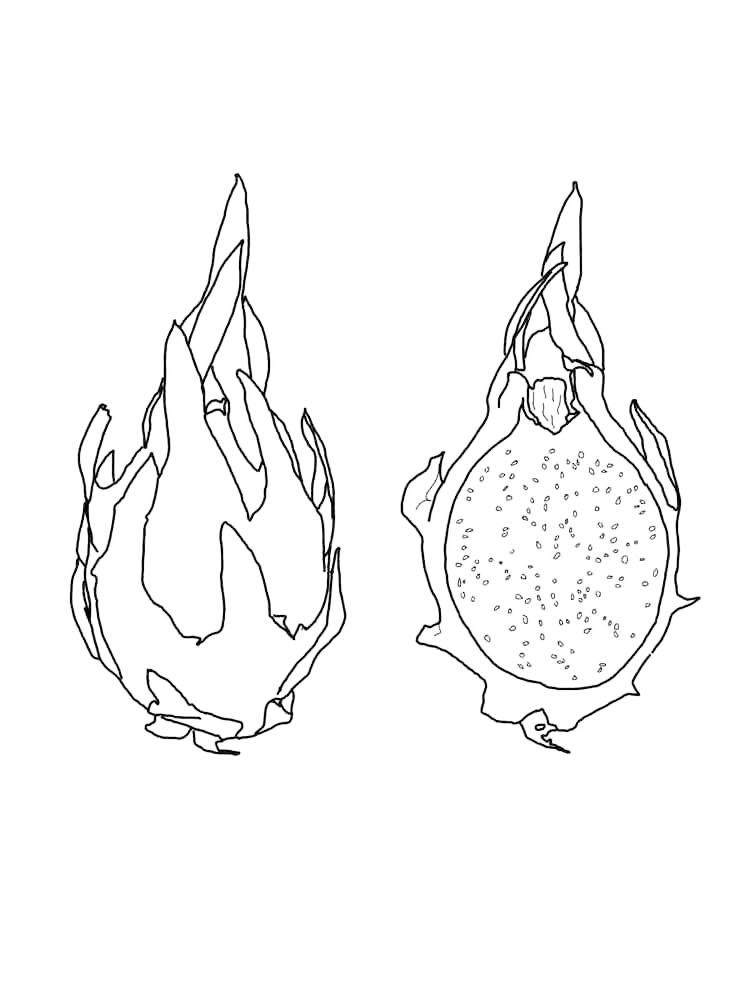 Dragon Fruit Half Coloring Page