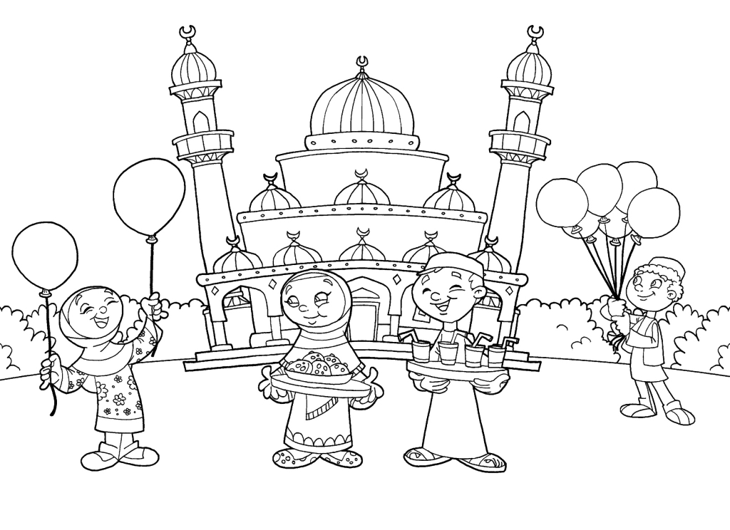 Eid Al Fitr Festival Celebration Coloring Page