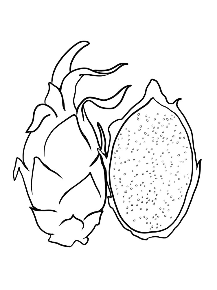 Half Dragon Fruit Coloring Page