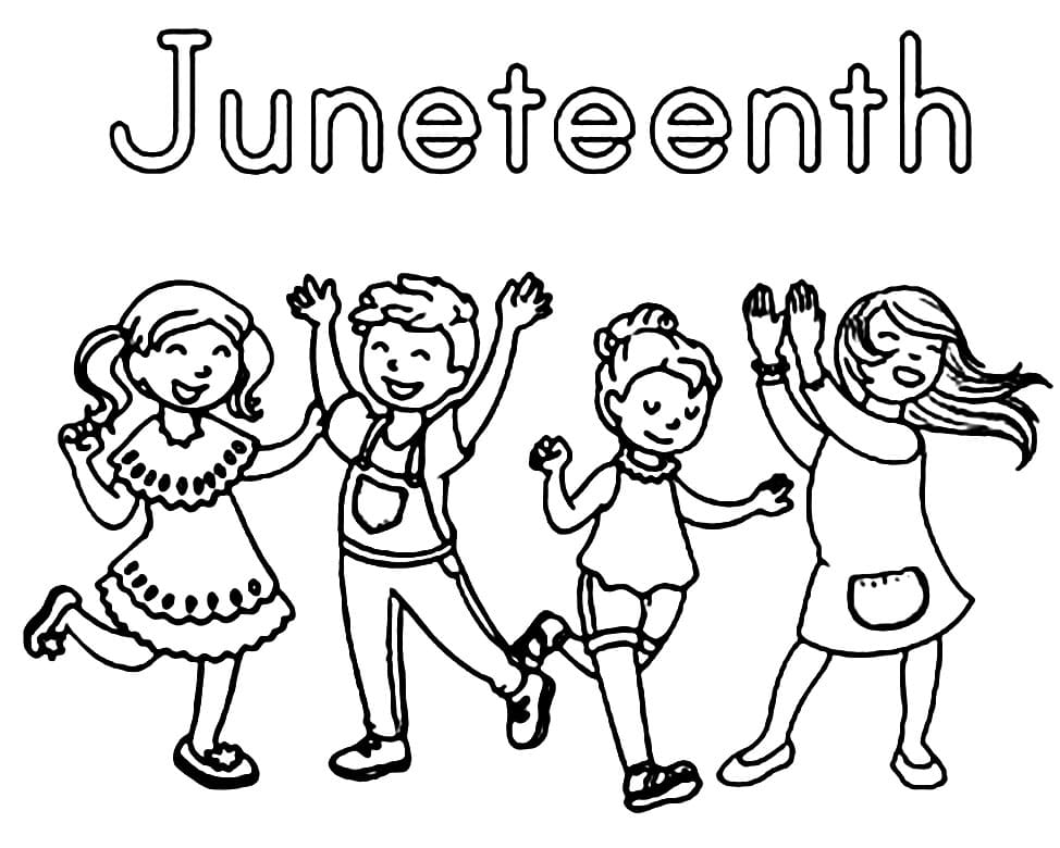 Happy Childreen Juneteenth Coloring Page