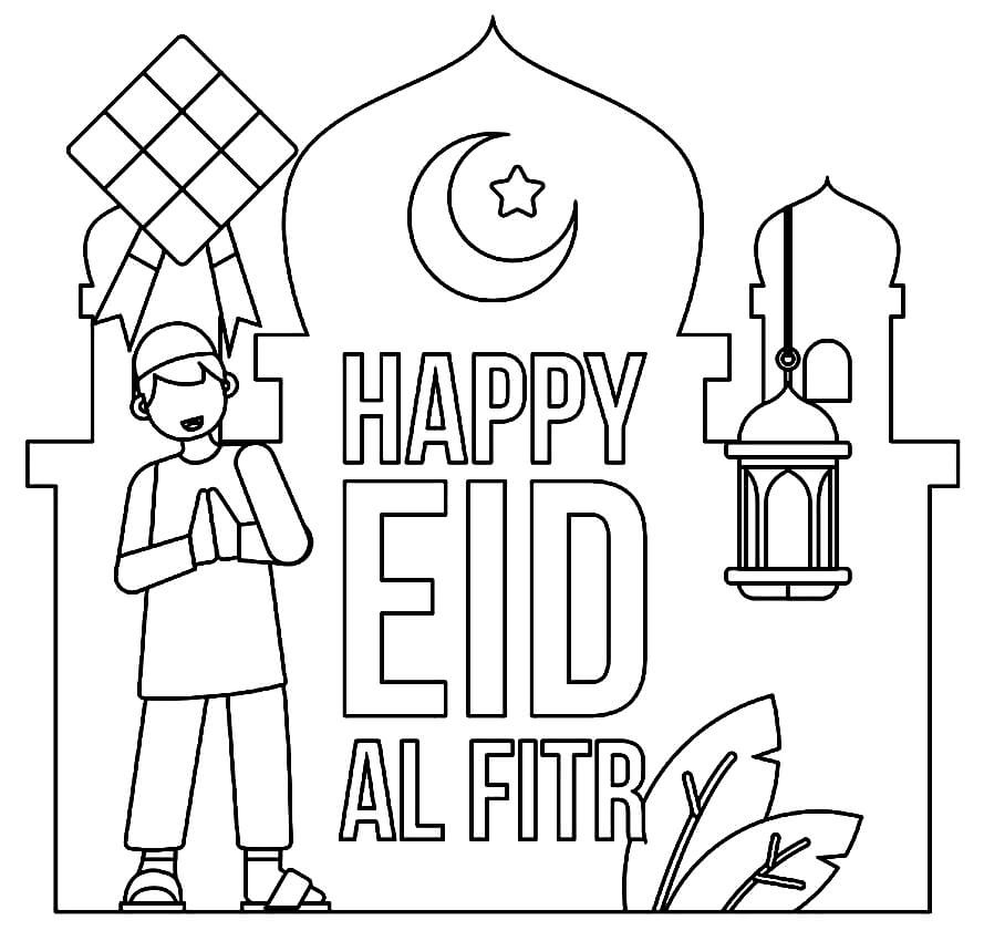 Happy Eid Al Fitr Coloring Page