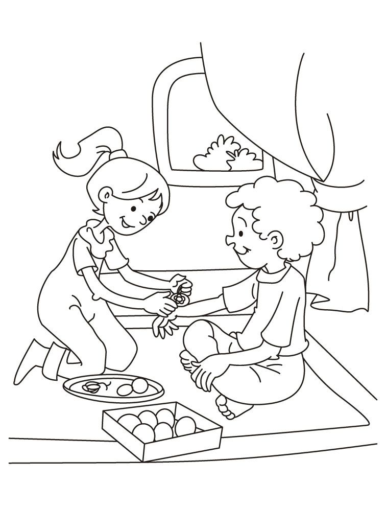 Kids Celebrating Eid Al Fitr Coloring Page