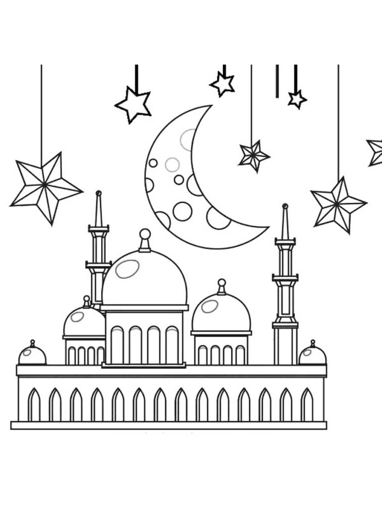 Mosque Eid Al Fitr Coloring Page