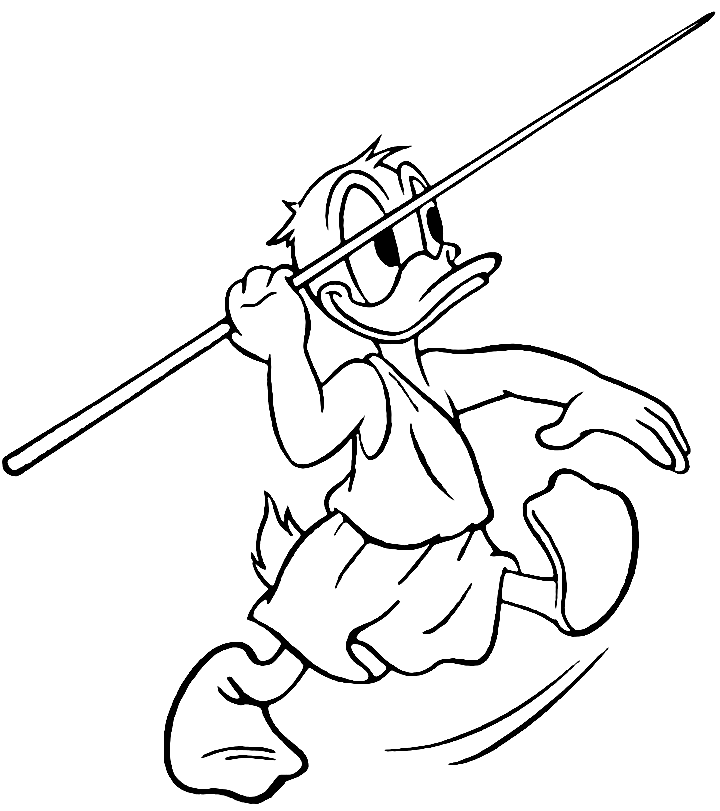 Track And Field Javelin Duck Coloring Page