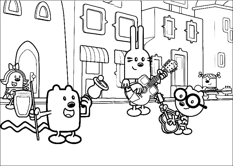 Wow Wow Wubbzy Band Coloring Page