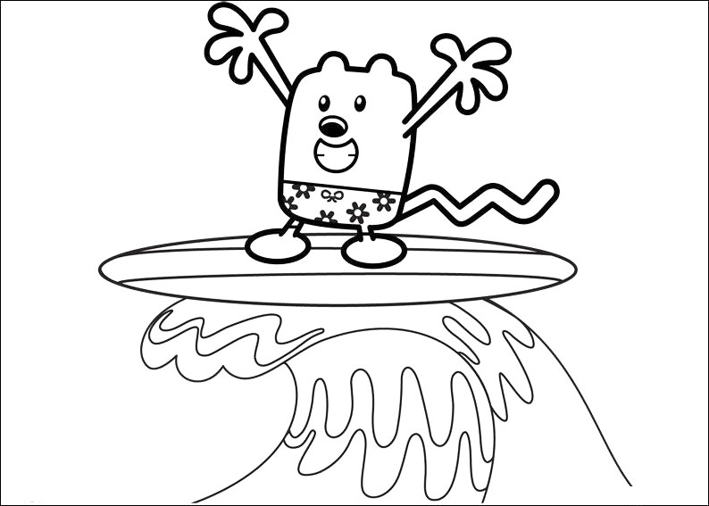 Wubbzy Surfboarding Coloring Page