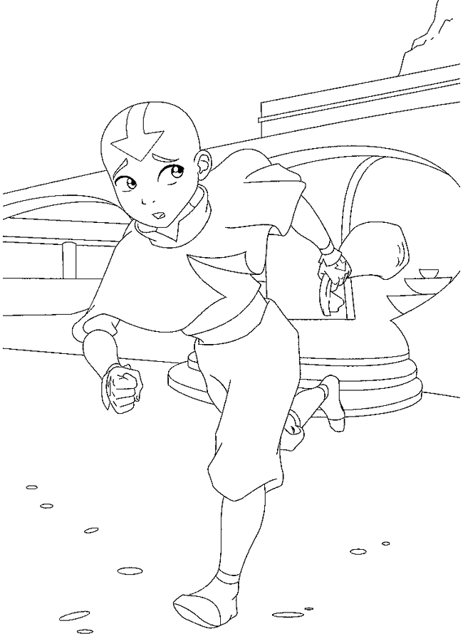 Aang Running Last Air Bender Coloring Page