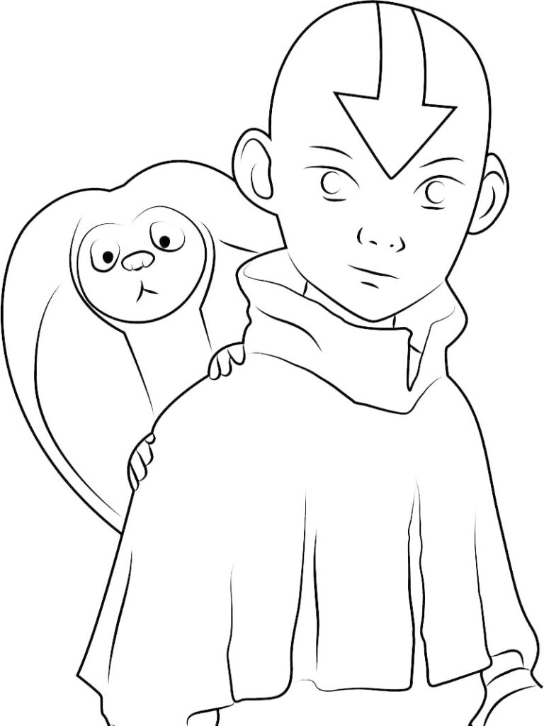 Aang And Momo Coloring Page