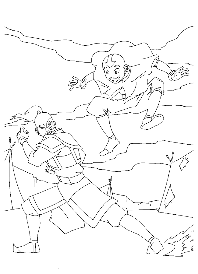 Aang And Zuko Last Air Bender Coloring Page