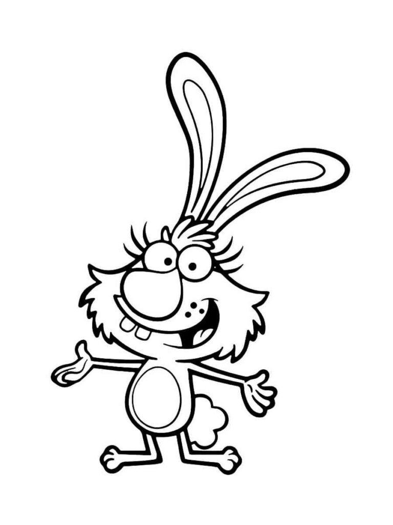 Daisy Bunny Nature Cat Coloring Page