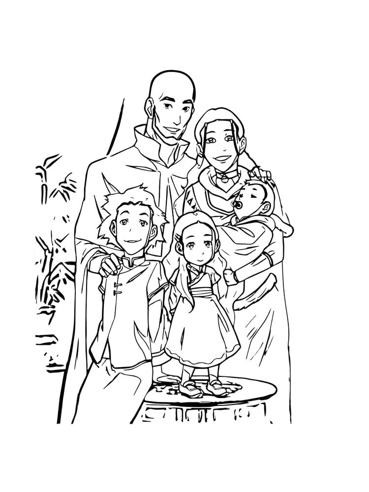 Future Aang And Katara Coloring Page