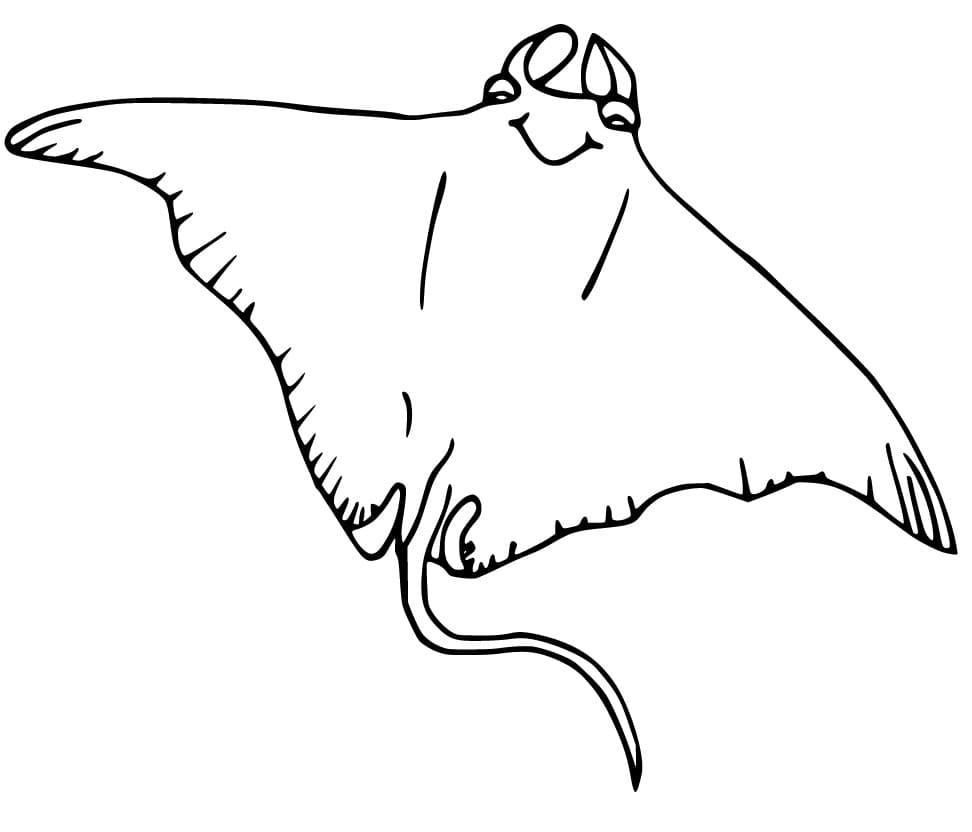 Happy Manta Ray Coloring Page