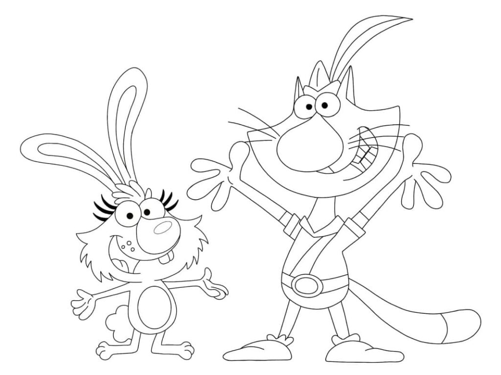 Happy Nature Cat Coloring Page