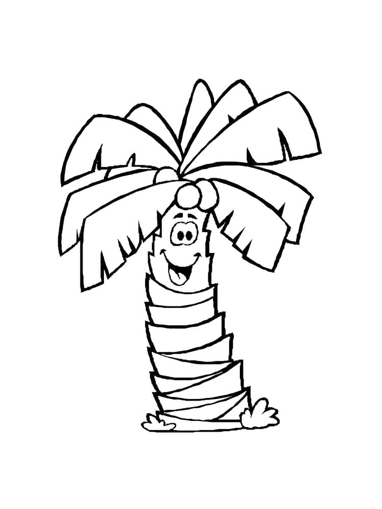 Happy Palm Tree Coloring Page