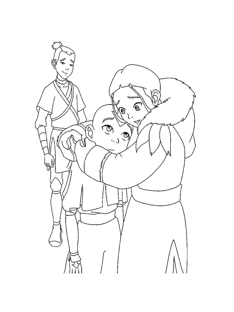 Katara And Aang Last Air Bender Coloring Page