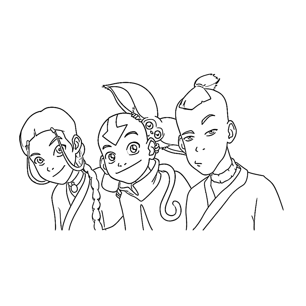 Last Air Bender Characters Coloring Page