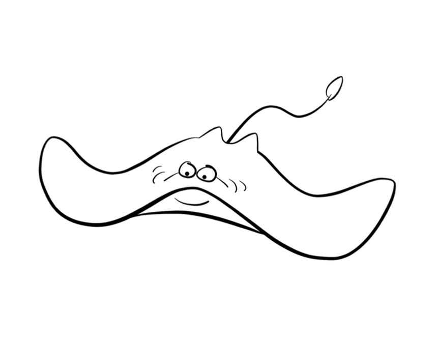 Manta Ray Cartoon Coloring Page