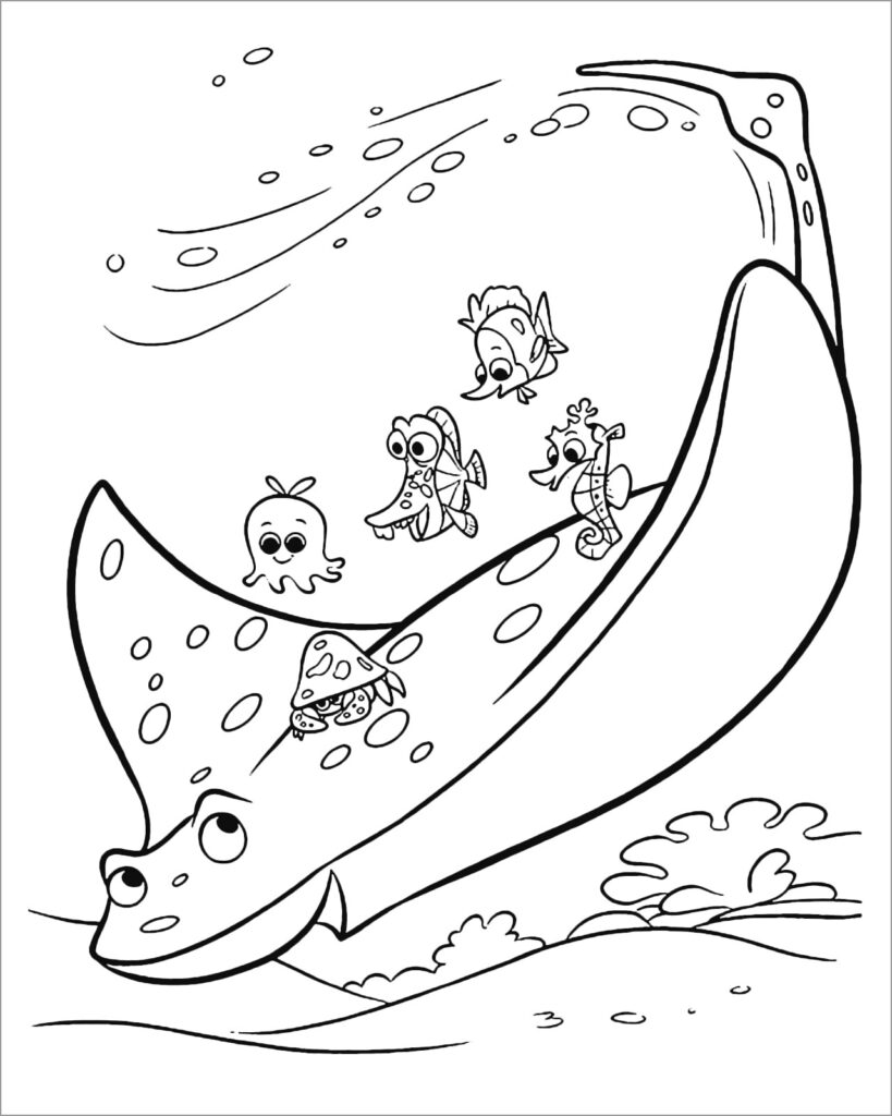 Manta Ray And Friends Coloring Page