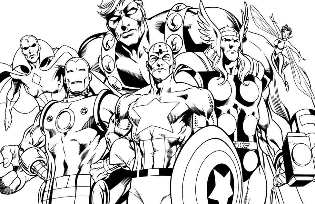 Marvel Characters Coloring Page