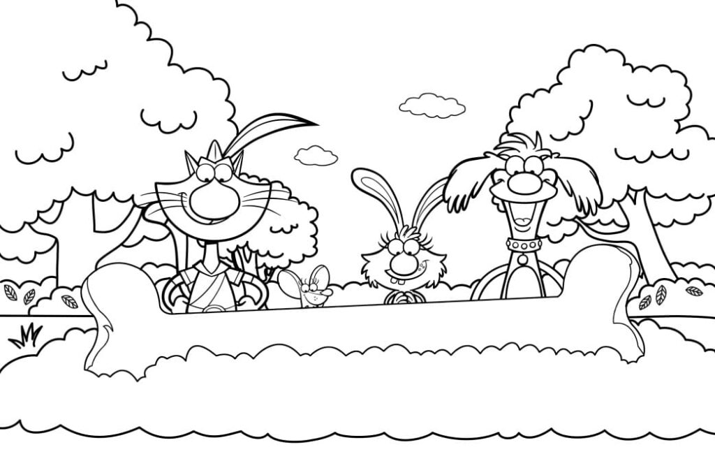 Nature Cat Bone Coloring Page