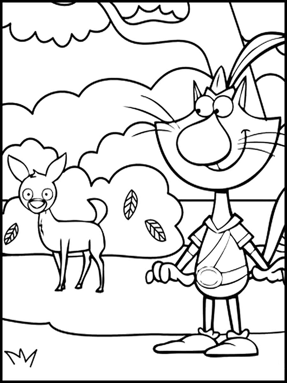 Nature Cat Scene Coloring Page