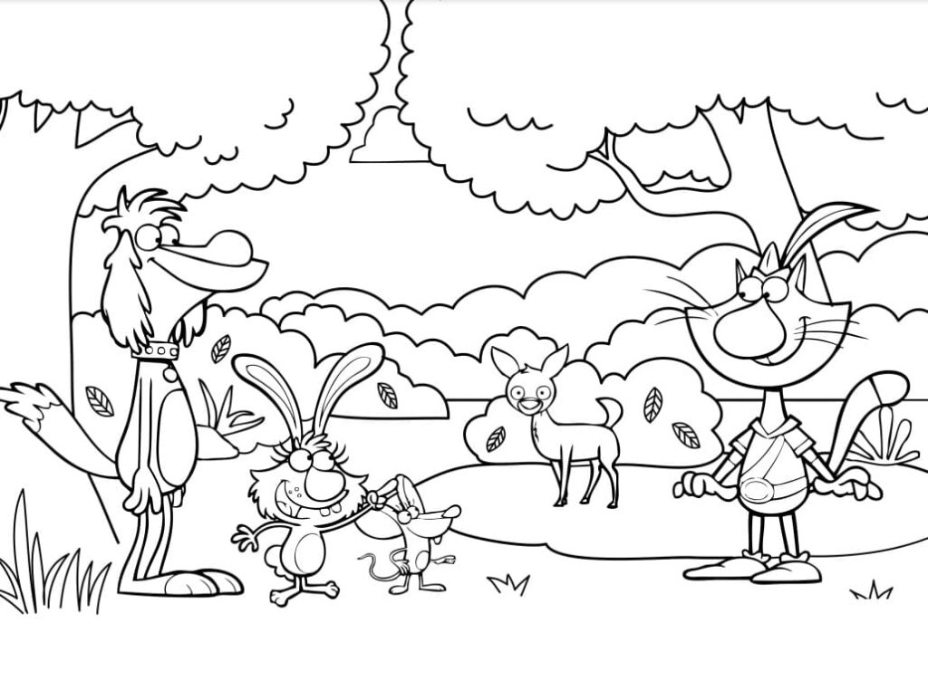 Nature Cat Show Coloring Page