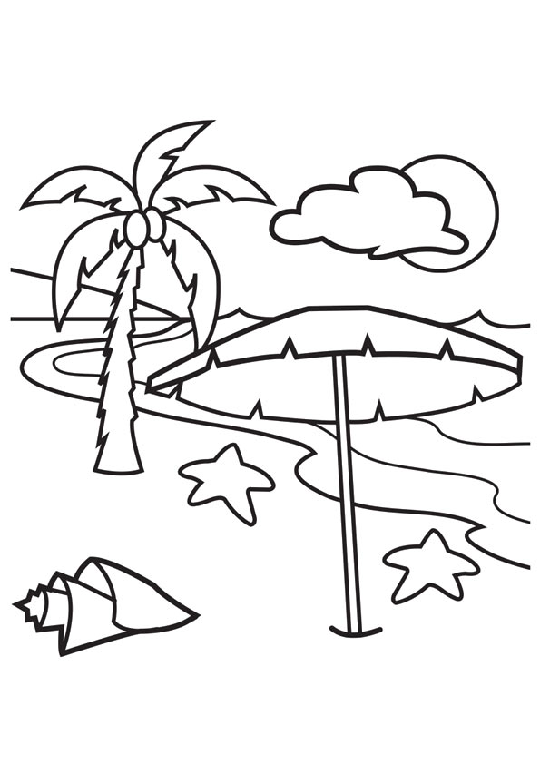 Palm Tree Beach Coloring Page