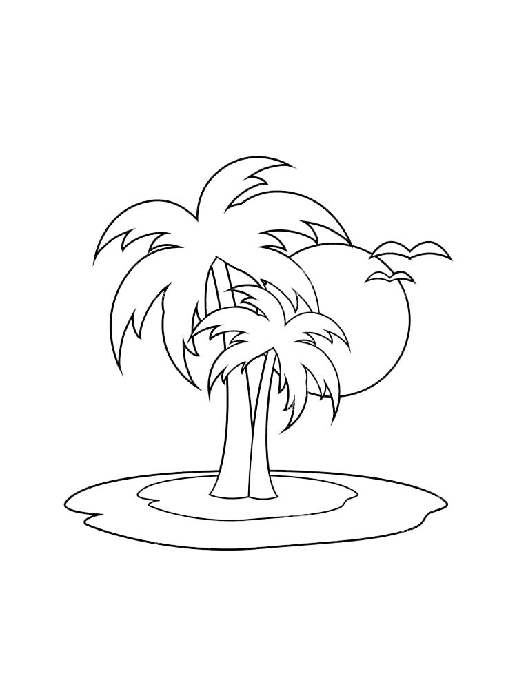 Palm Trees At Sunset Coloring Page