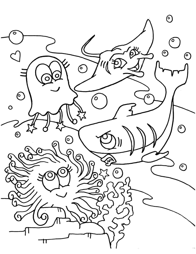 Sea Friends Manta Ray Coloring Page