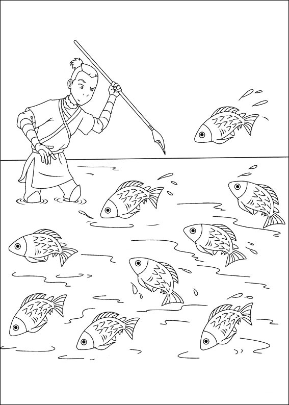 Sokka Catching Fish Coloring Page