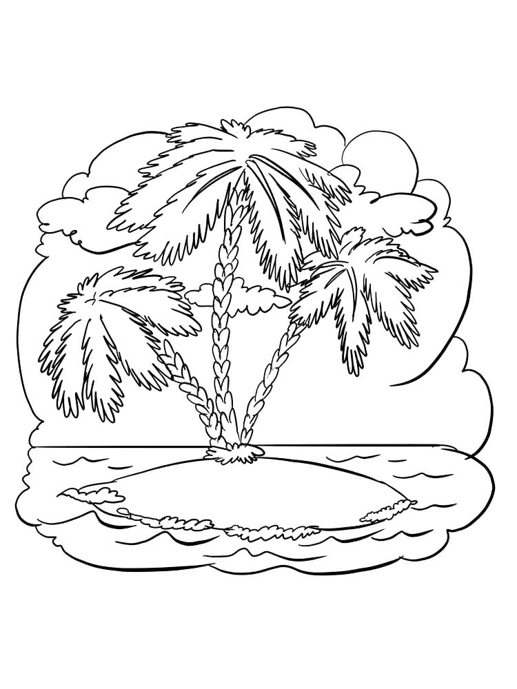 Three Palm Trees Coloring Page