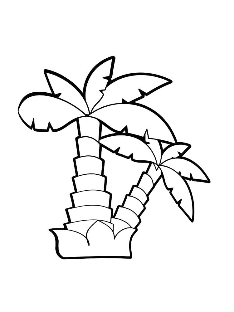 Two Cartoon Palm Trees Coloring Page