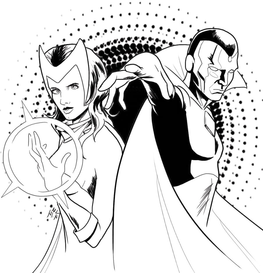 Vision And Scarlet Witch Coloring Page