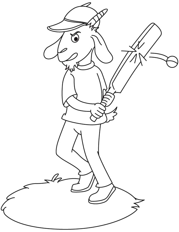 Cartoon Animal Playing Cricket Coloring Page