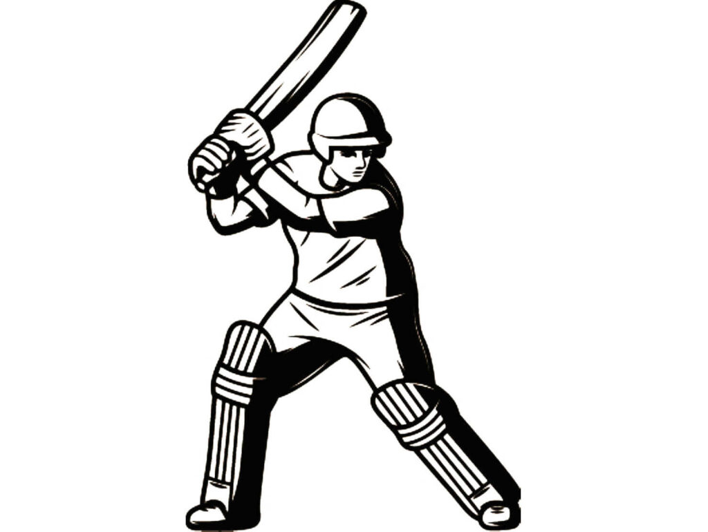 Cricket Batter Coloring Page