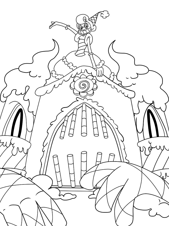 Cuphead Scene Coloring Page