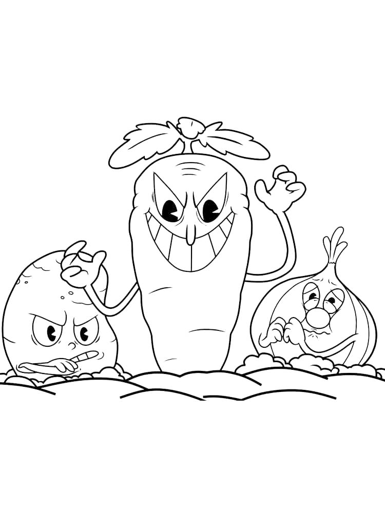Cuphead Vegetables Coloring Page