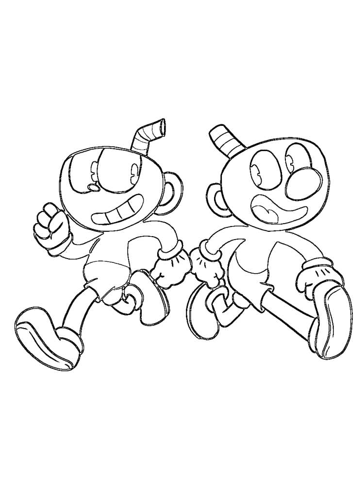 Cuphead And Mugman Coloring Page