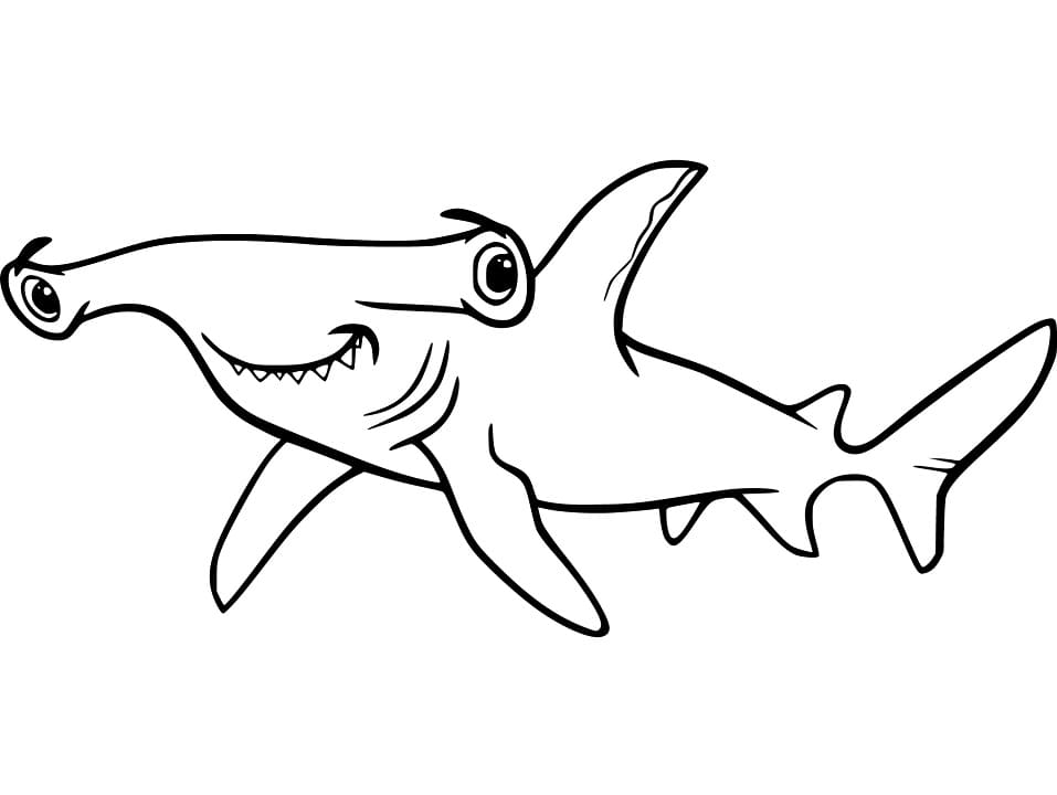 Cute Hammerhead Shark Coloring Page