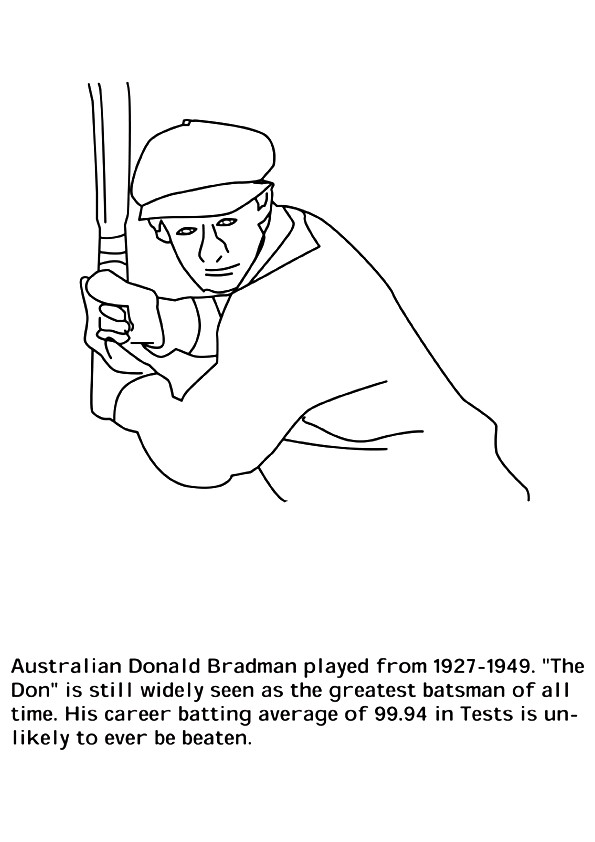 Donald Bradman Cricket Coloring Page