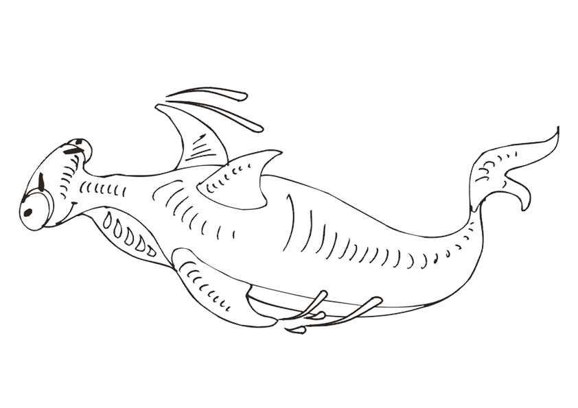 Funny Hammerhead Shark Coloring Page