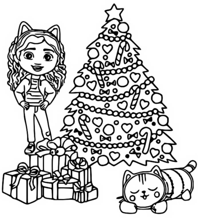 Gabbys Dollhouse Christmas Coloring Page